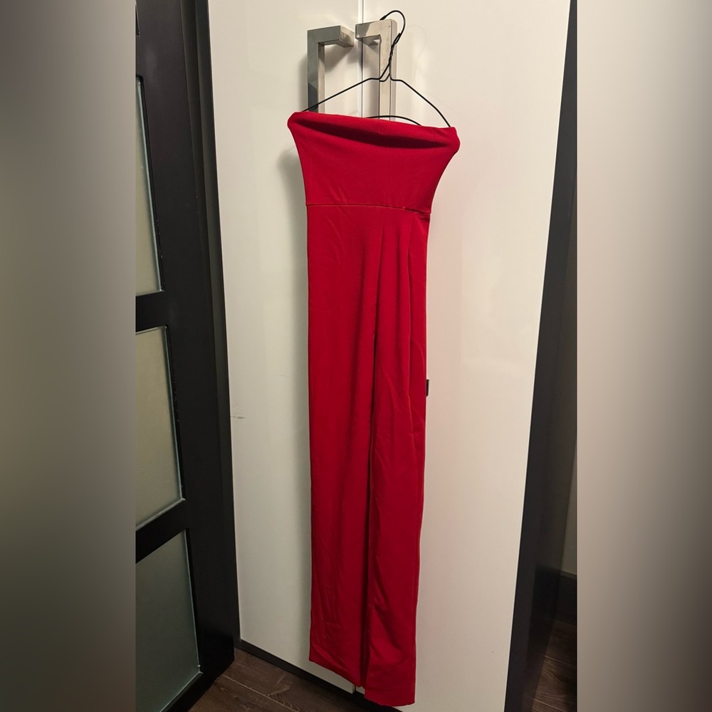 Meshki Bold Red Strapless Maxi dress